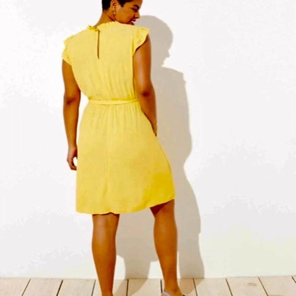 Loft Plus Size NWT Yellow Floral Ruffle Dress Women Various - Picture 12 of 14